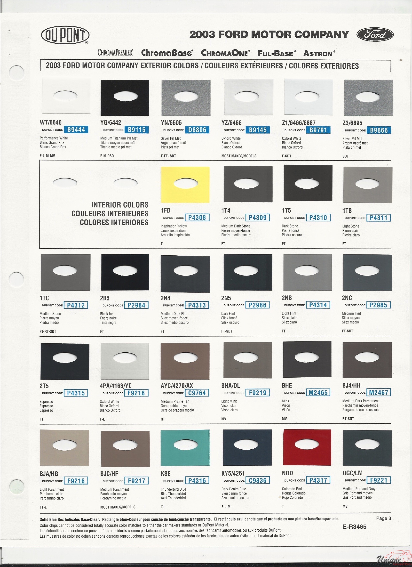 2003 Ford-2 Paint Charts